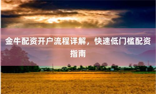 金牛配资开户流程详解，快速低门槛配资指南